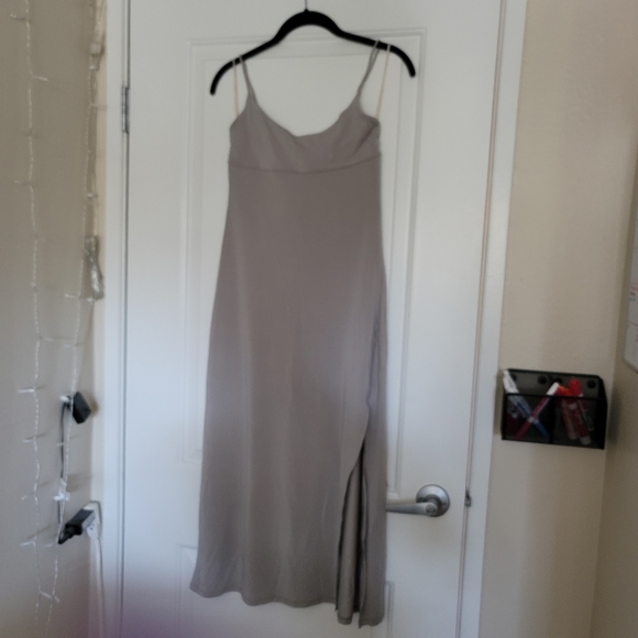 Wilfred Dreamweaver midi slit tie open back dress ashen gray S - Picture 4 of 8